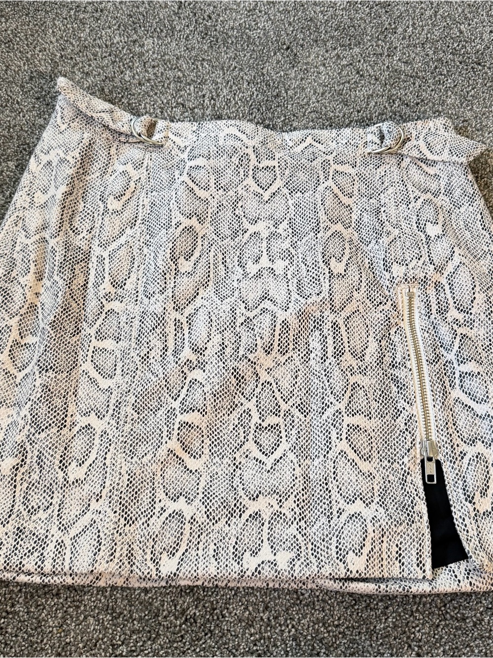 Free People Snake Print Mini Skirt Beige White